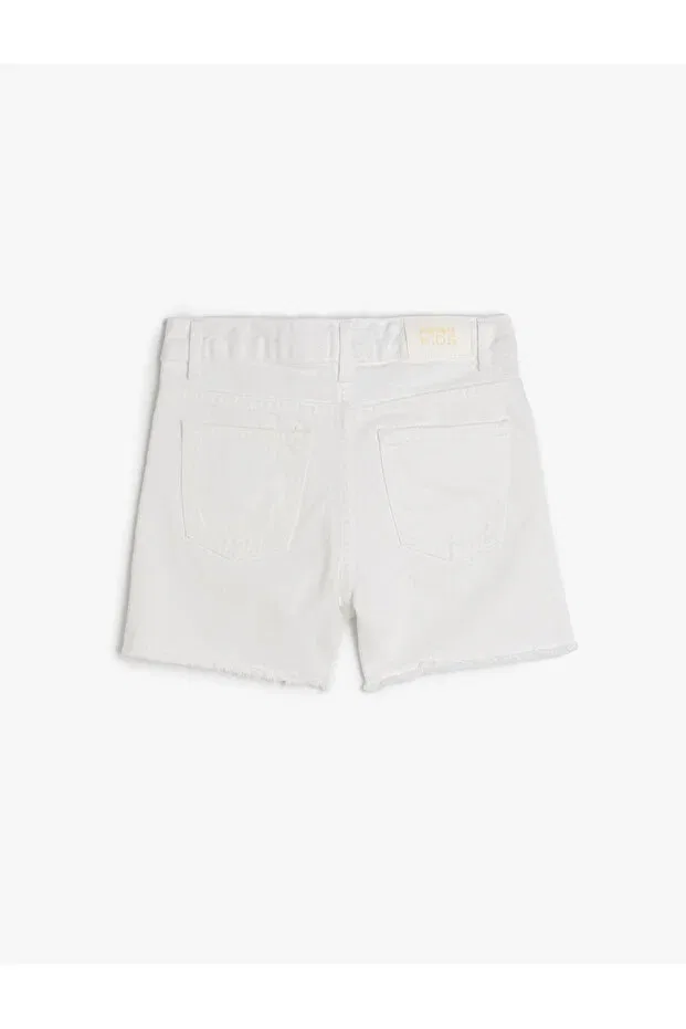 Детские джинсовые шорты для девочек с прямым кроем Koton, White — фото 3