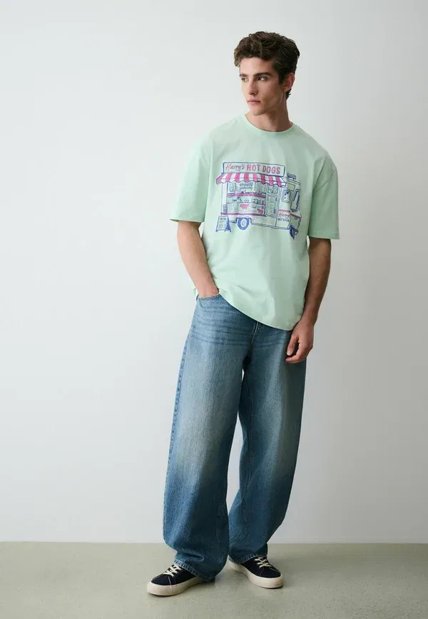Футболка с принтом Regular fit Heavy weight Next, mint green, зеленый — фото 2