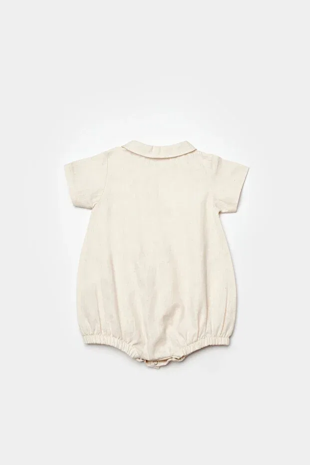 Детское боди-комбинезон с коротким рукавом Little horse shorts jumpsuit Biorganic, Ecru — фото 2
