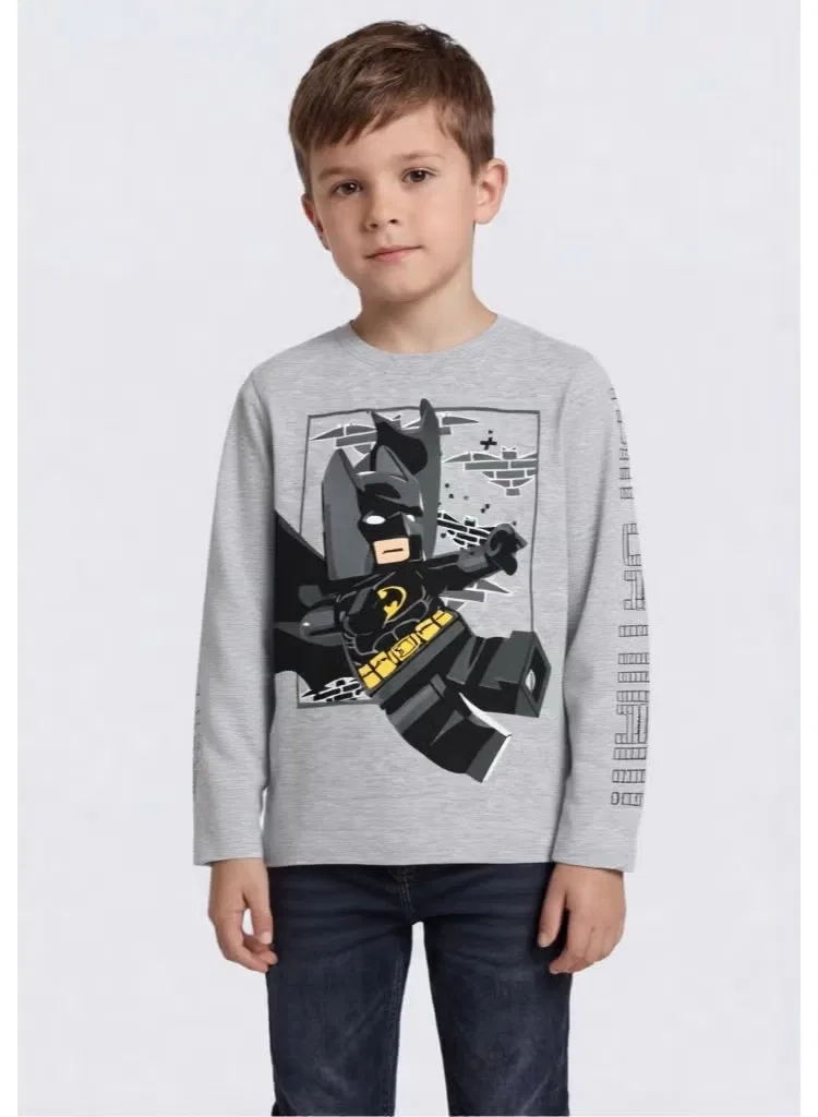 Лонгслив с принтом Batman Lego, серый