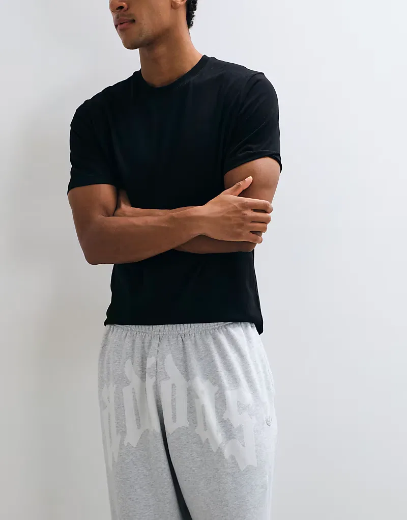 Спортивные брюки Adidas Originals с широкими штанинами и графическим принтом, серые — фото 3