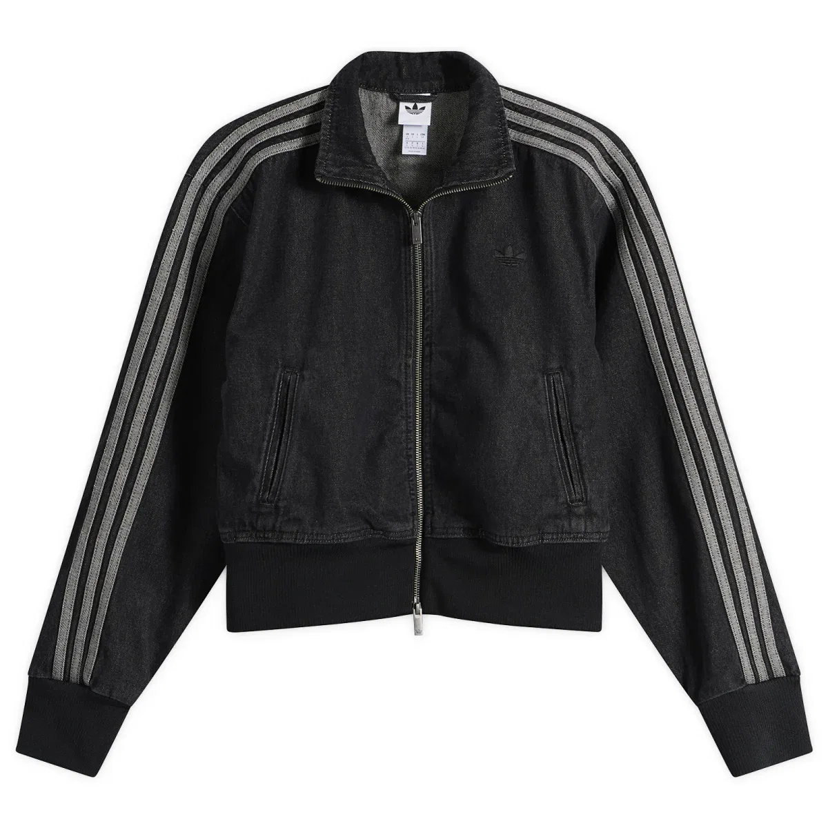Женская куртка из денима с молнией Firebird Track Top Adidas, True Black Denim