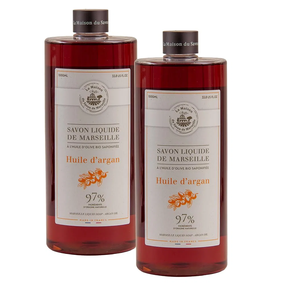 Жидкое мыло, органическое оливковое и кокосовое масло, LA MAISON DU SAVON, набор 2 x 1 л, Argan Oil Fragrance