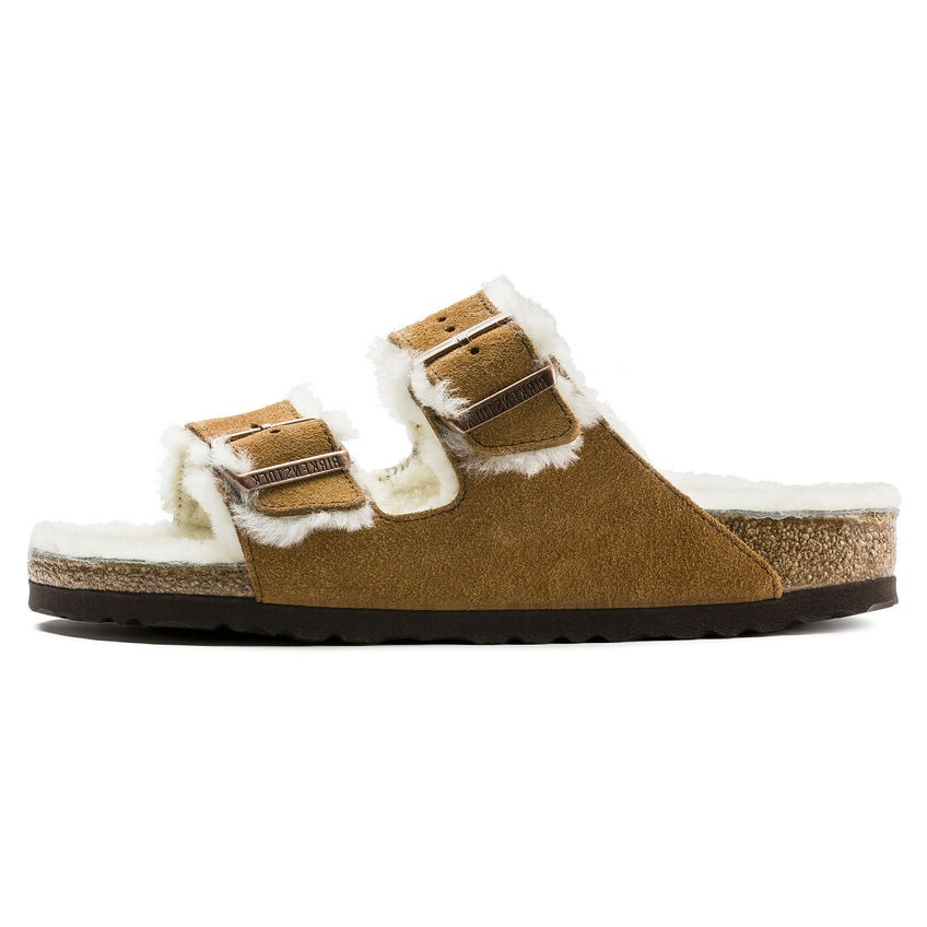 

Сандалии на меху Birkenstock Arizona Shearling Suede Leather, коричневый