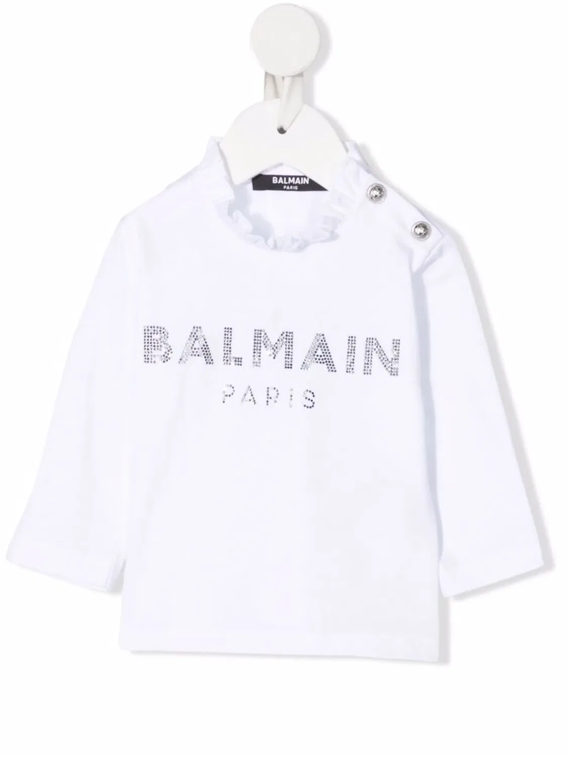 Футболка с логотипом и рюшами Balmain, белый