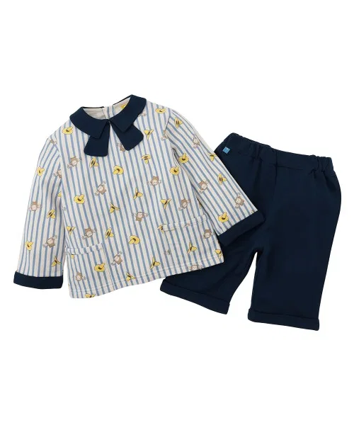 Детский комплект из жакета и брюк с принтом Curious George, moimoln, Navy — фото 2