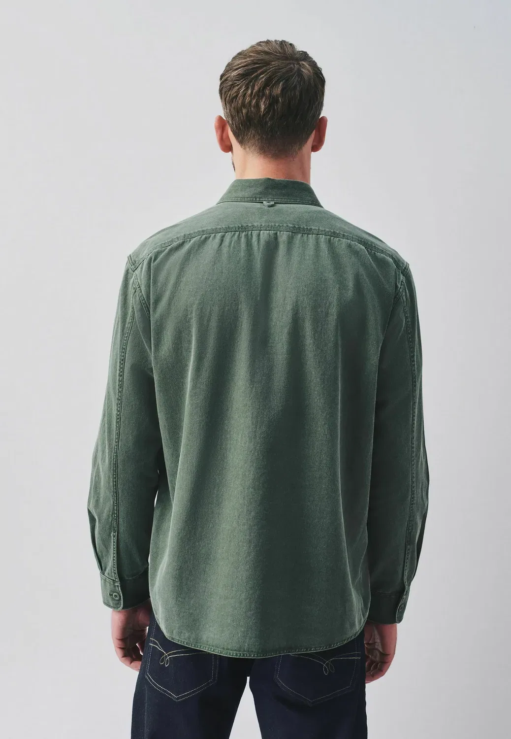 Рубашка с длинными рукавами, окрашенная в готовом виде, летняя куртка Next, Khaki Green — фото 3