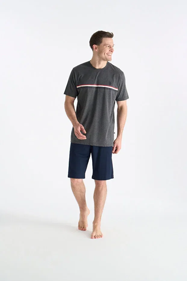 Мужской комплект шорт с коротким рукавом U.S. Polo Assn., Anthracite Melange — фото 2
