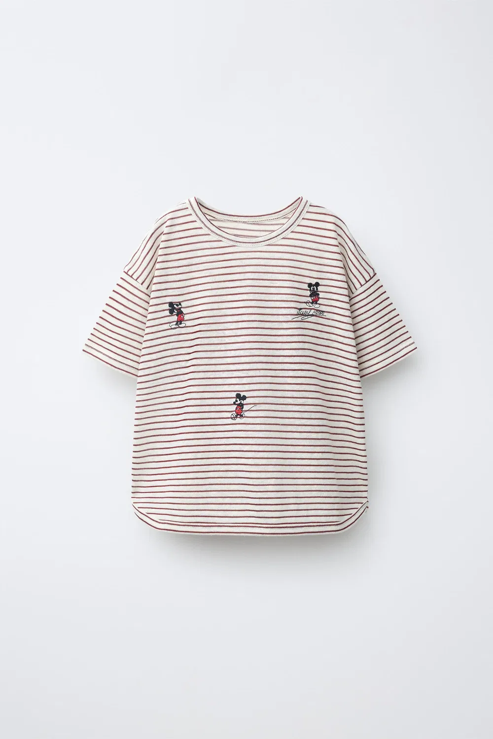 Футболка с вышитыми полосками Микки Маус Disney ZARA, Ecru