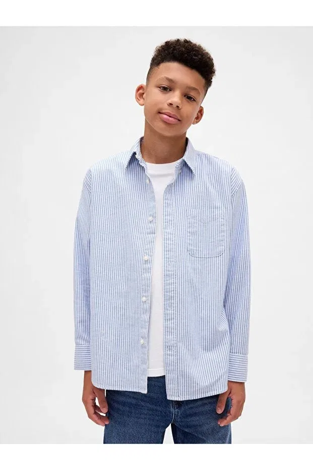 Детская рубашка для мальчиков с принтом Oxford Shirt Gap, Синий