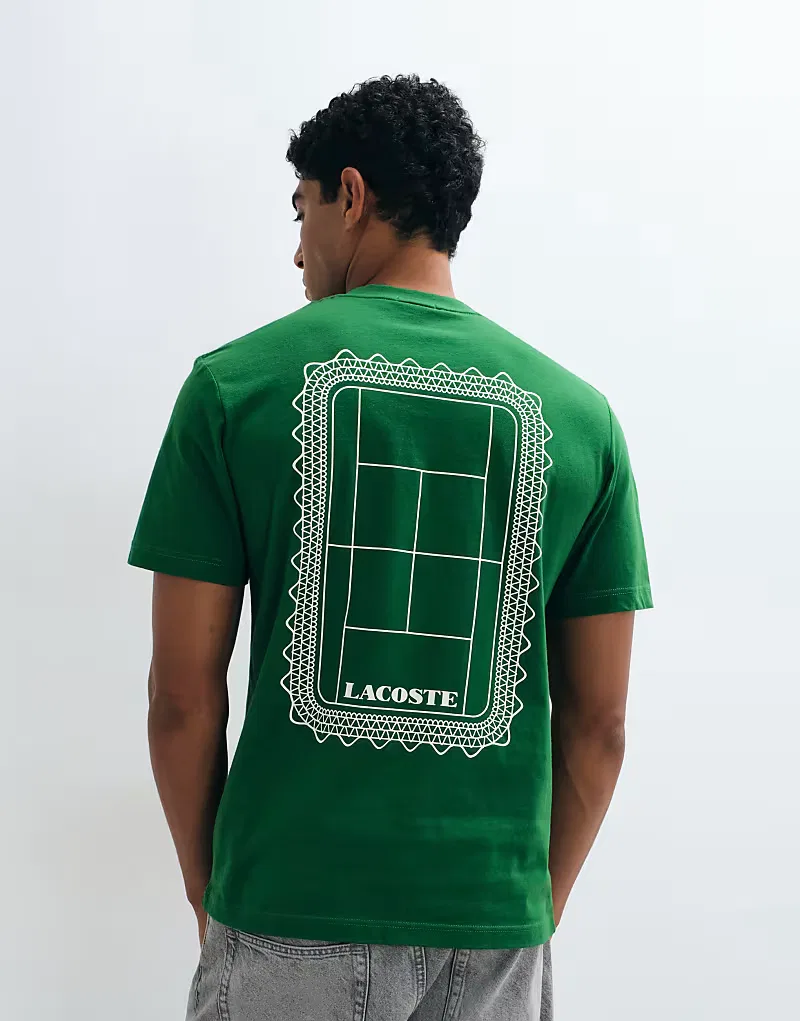 Классическая футболка Lacoste с графическим логотипом и принтом на спине, зеленый