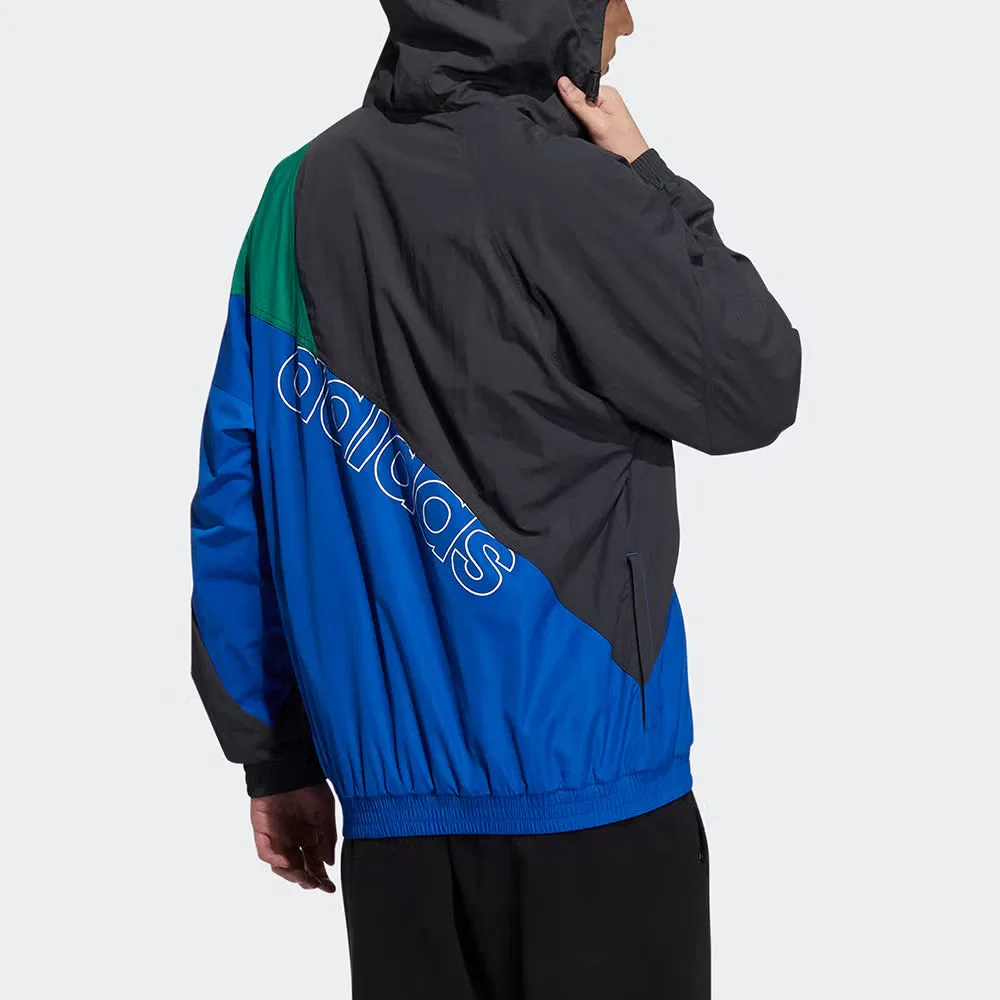 Худи спортивное с капюшоном с логотипом Adidas, синее — фото 3