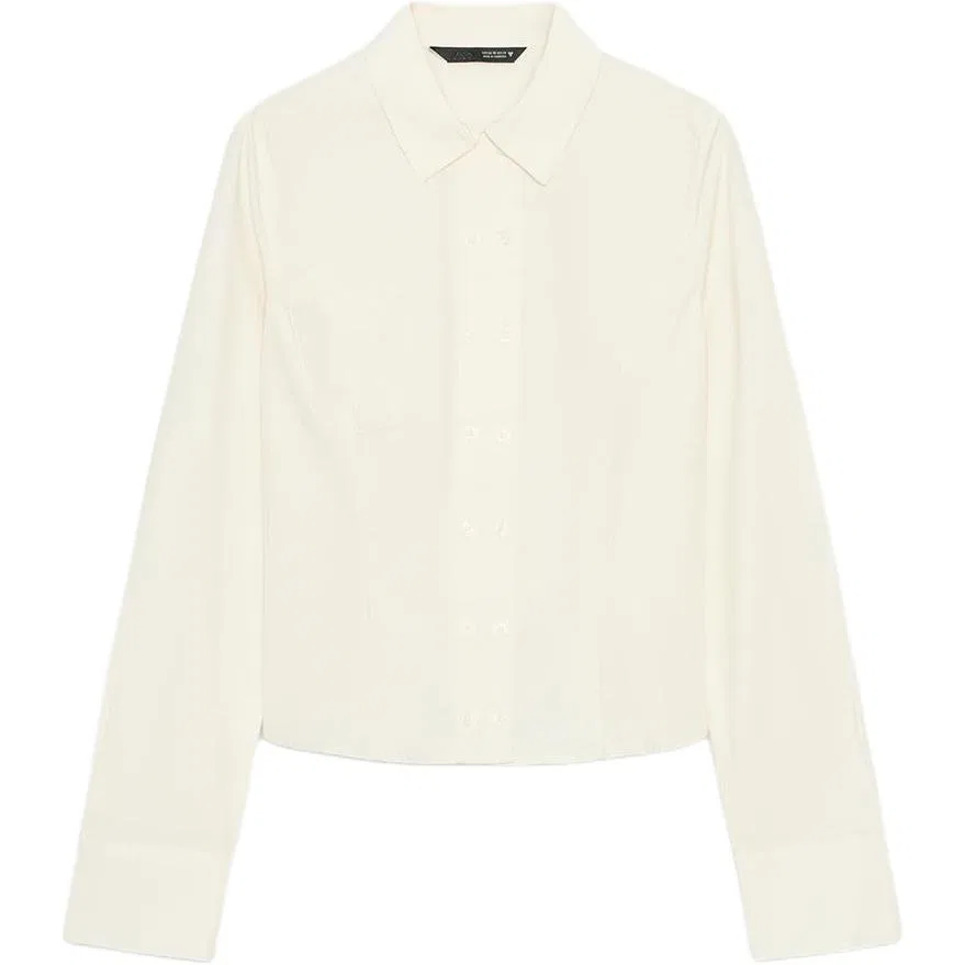 Женская рубашка с отложным воротником Cream ZARA, Cream