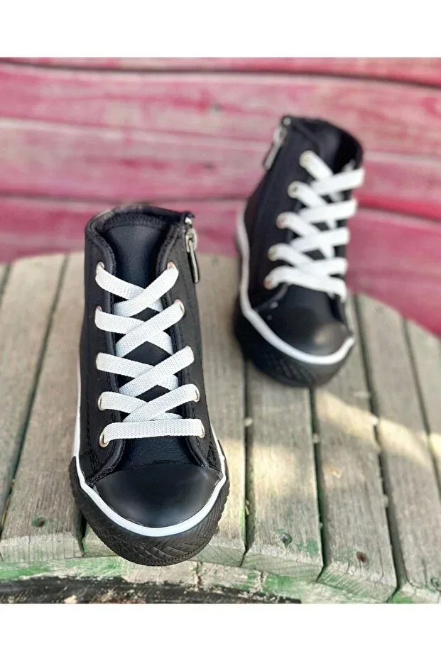 Детские кеды для мальчиков с плоской подошвой Surpie Shoes, Black — фото 4