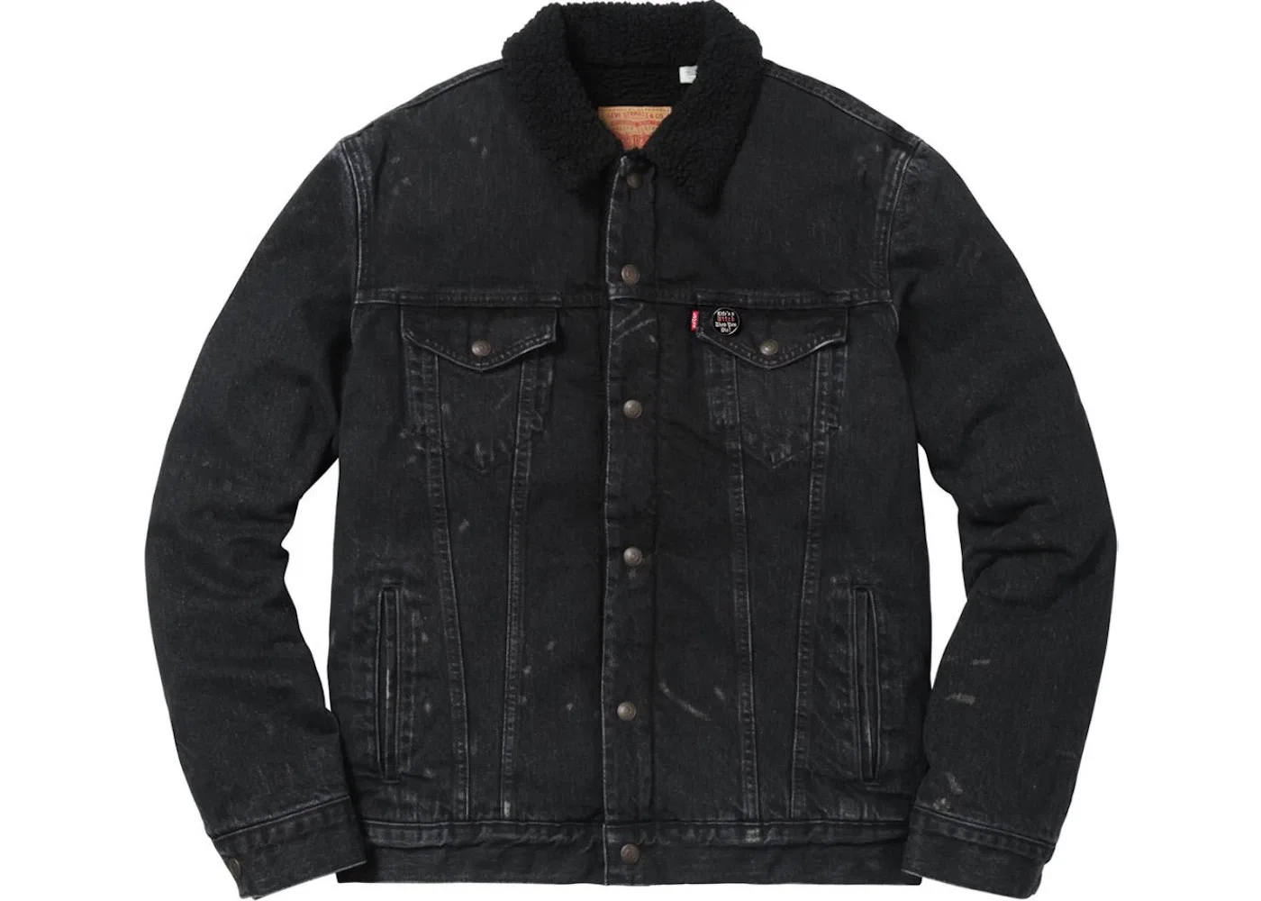 Мужская куртка-бомбер с длинным рукавом Supreme Levis Bleached Sherpa Trucker Jacket, Black