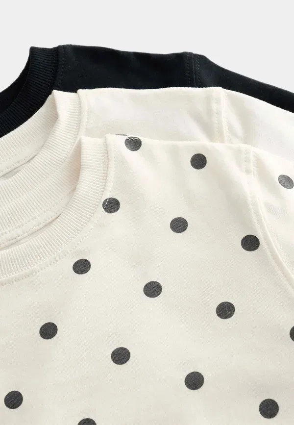 Футболка с принтом в горошек 3 Pack Polka Dot-print T-Shirt Marks & Spencer, Ivory Mix, слоновая кость — фото 2