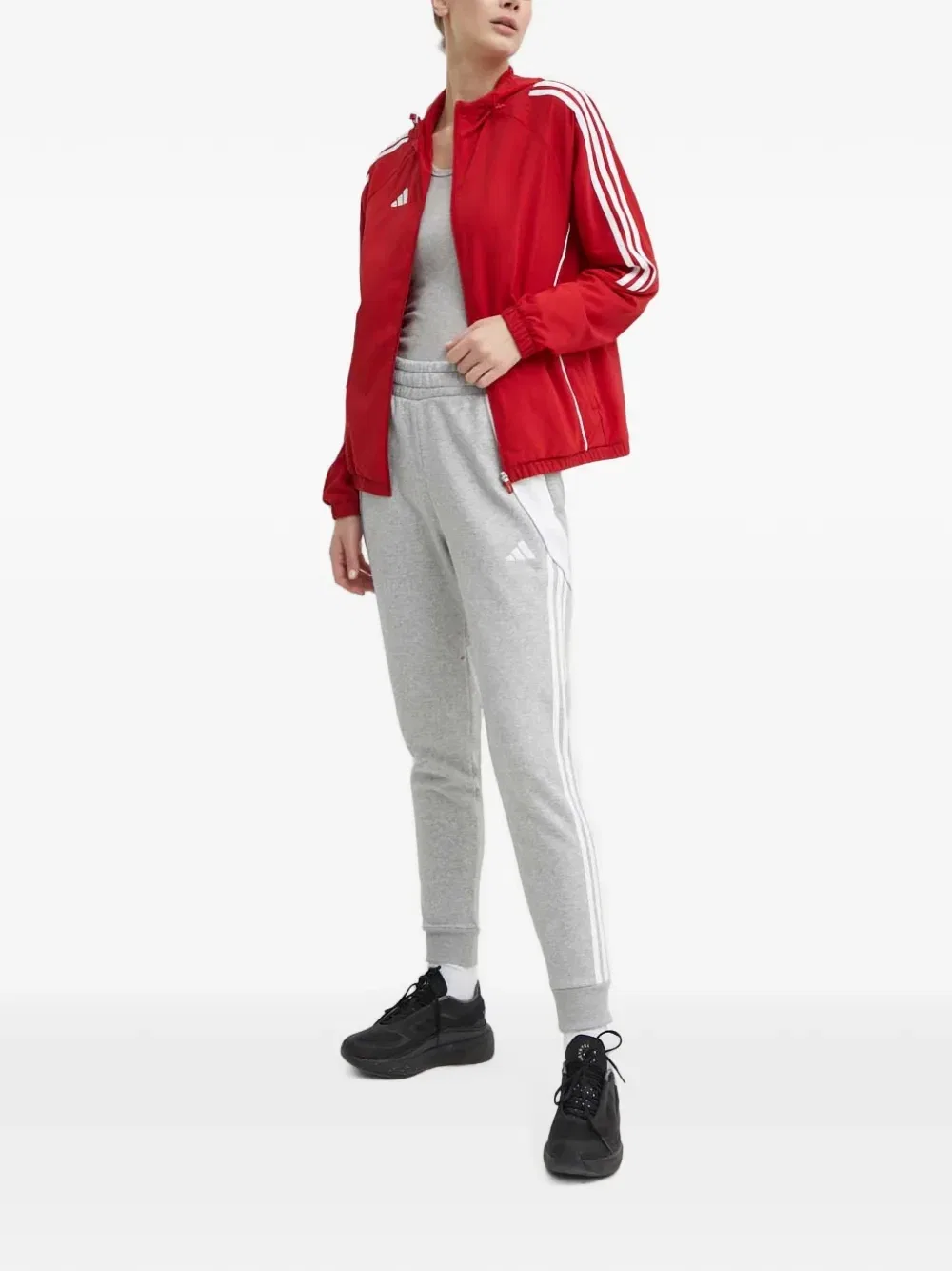 Брюки со вставками и полосками Adidas, серый — фото 2