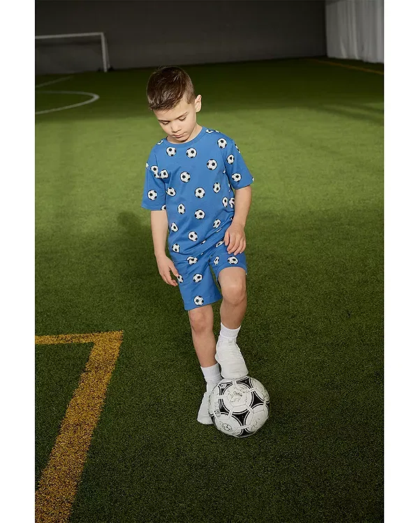Детская футболка для мальчиков с принтом Soccer Ball Print Miles The Label, Royal — фото 4