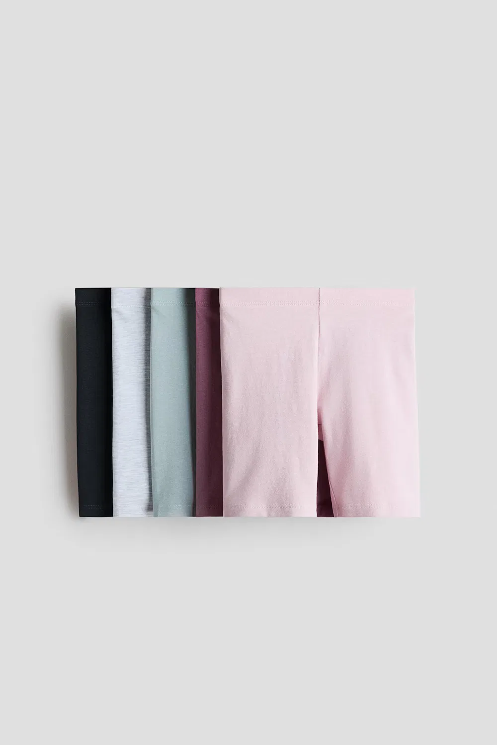 Комплект из 5 хлопковых велосипедных шорт H&M, Hellrosa/Pflaumenlila