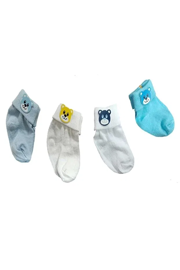 Детские носки для новорожденных с аксессуарами Baby Bakkal, Ecru - White - Blue - Turquoise — фото 3