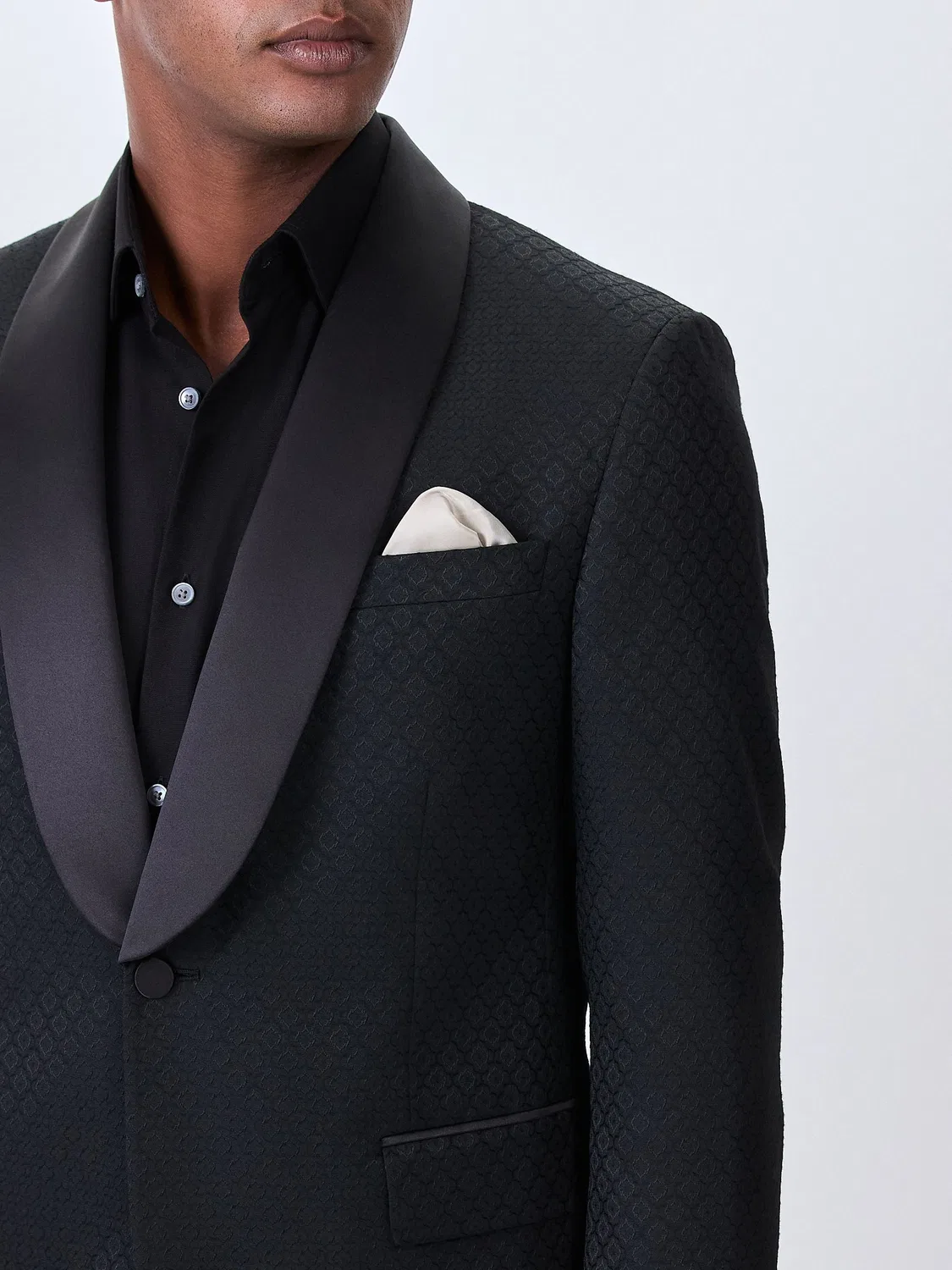 Пиджак смокинг Slim Fit, жаккардовый Next, черный