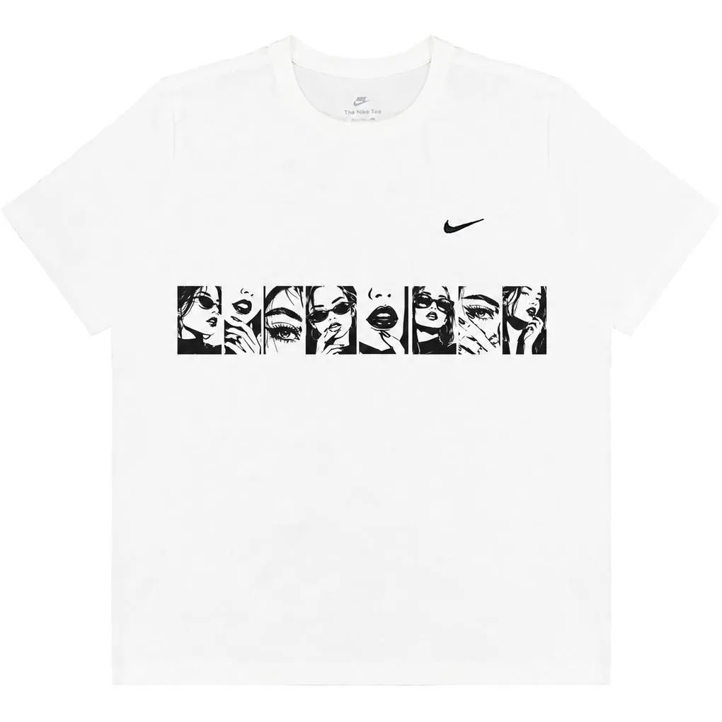 Детская футболка хлопковая с принтом Illustrated Magazine Girl Nike, Illustrated Magazine Girl
