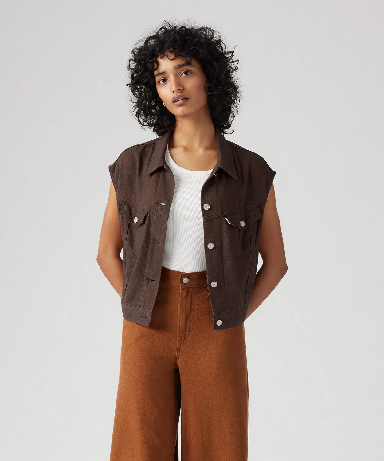 Женский джинсовый жилет без рукавов Levi's SHRUNKEN 90S, Brown — фото 2
