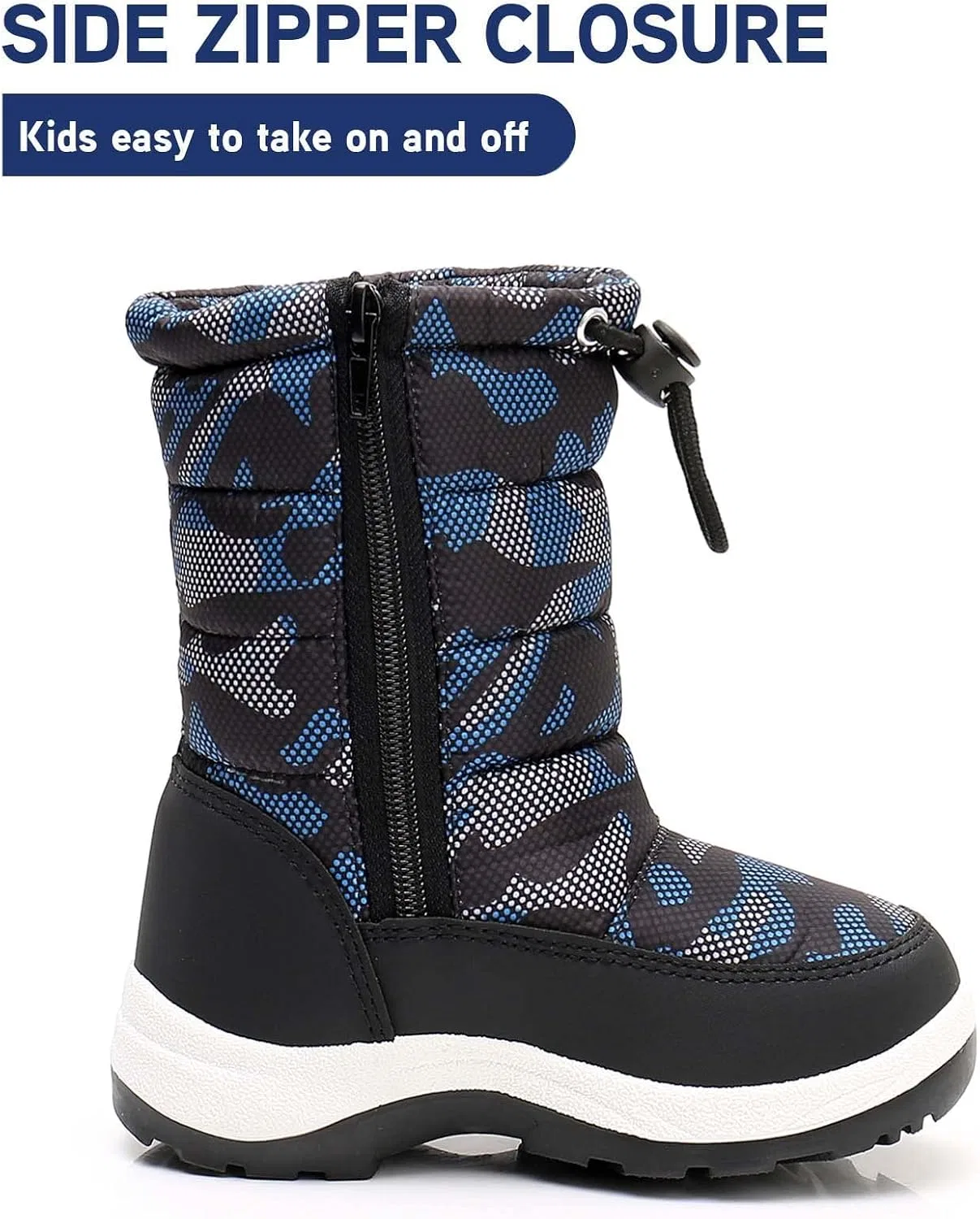 Детские зимние снегозащитные ботинки для мальчиков и девочек Apakowa, Blue/Black — фото 2