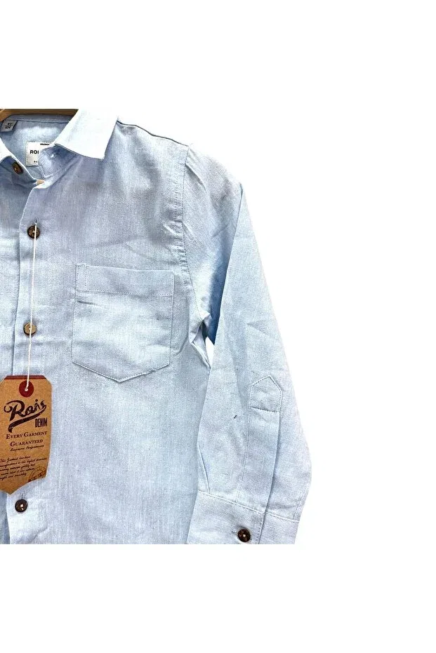 Детская рубашка для мальчиков льняная Rois Kids, Light Blue — фото 2