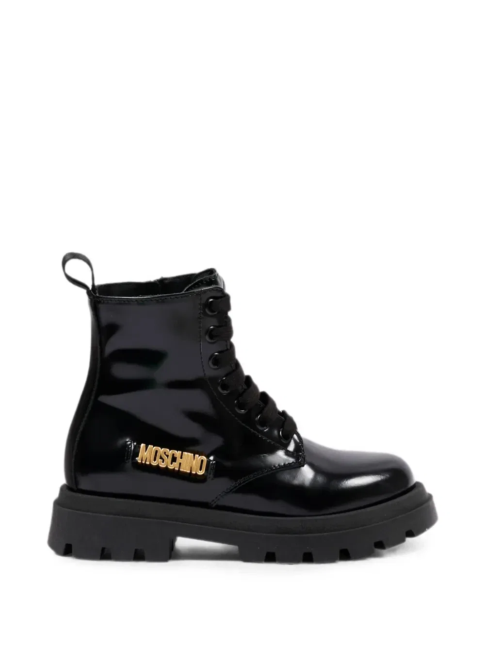 Ботинки на шнуровке с логотипом Moschino Kids, черный