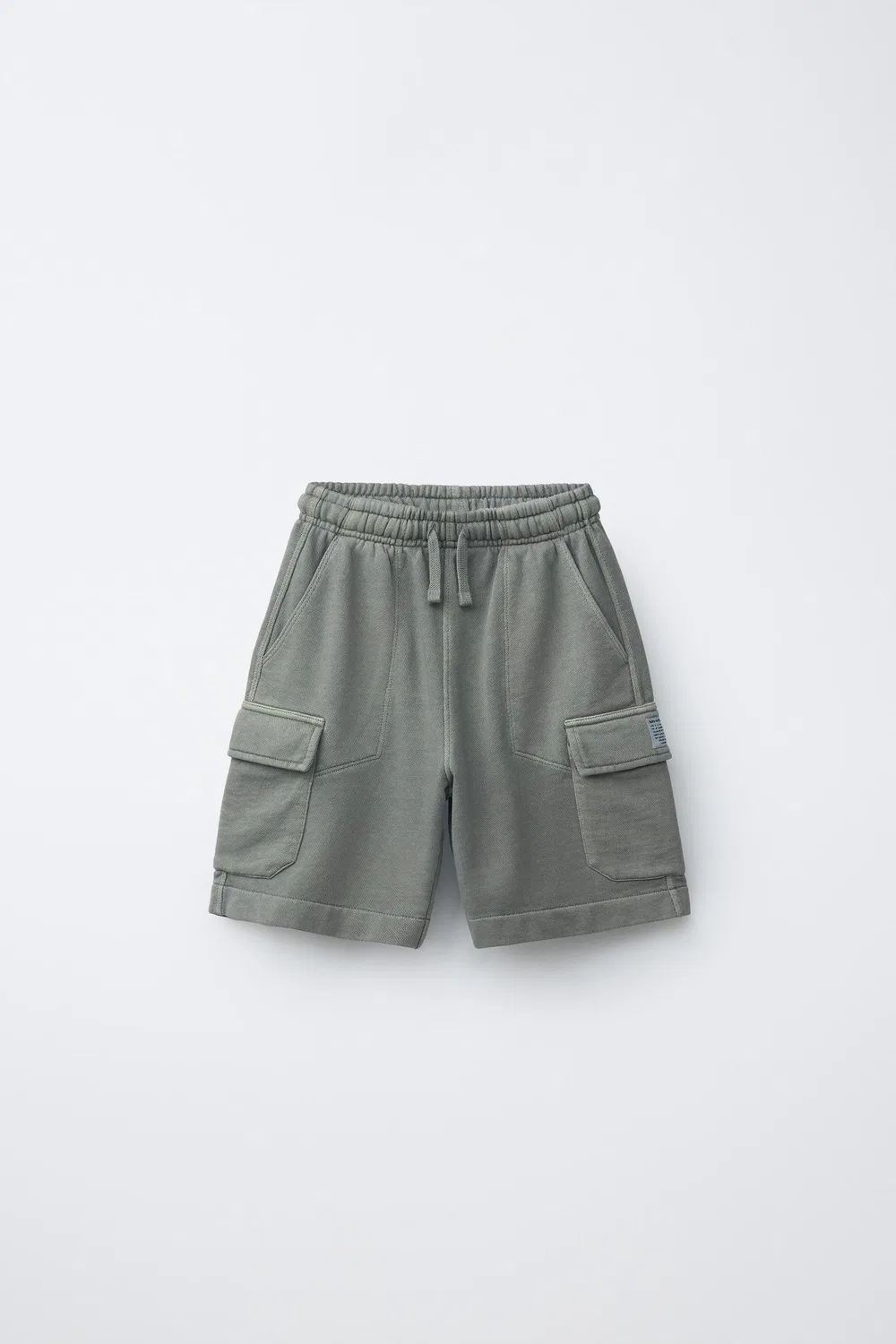 Плюшевые шорты-бермуды в стиле карго ZARA, Washed Green