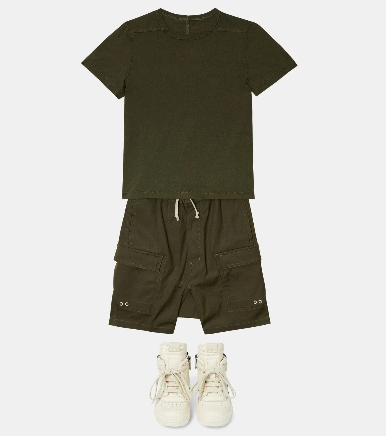 Шорты-карго хлопковые Pods Rick Owens Kids, зеленый — фото 2