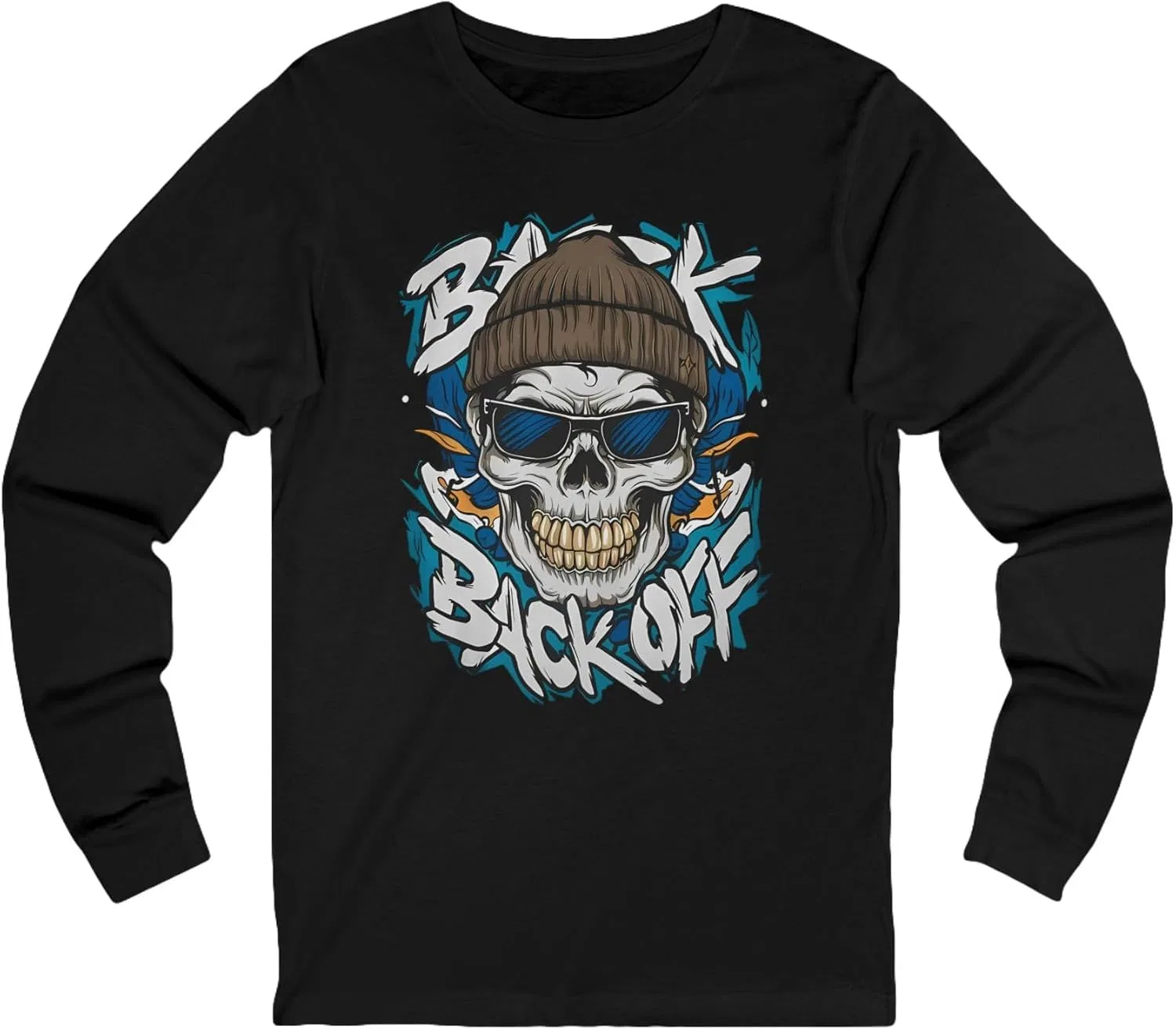 Мужская футболка с длинным рукавом с черепом, Black