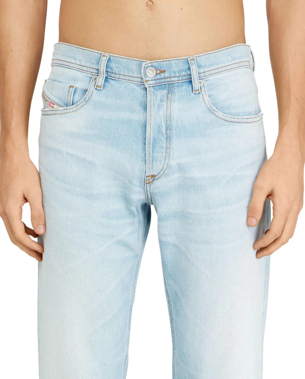Мужские джинсы regular из хлопка Vaquero regular de hombre cintura media 2023 d-finitive Diesel, Azul Claro — фото 3