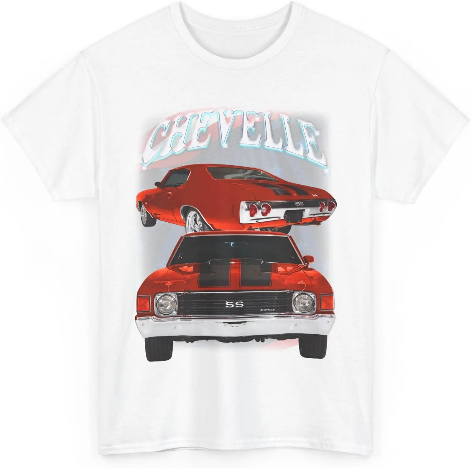 Футболка унисекс Heavy Cotton с изображением Red 1972 Chevelle, White — фото 3