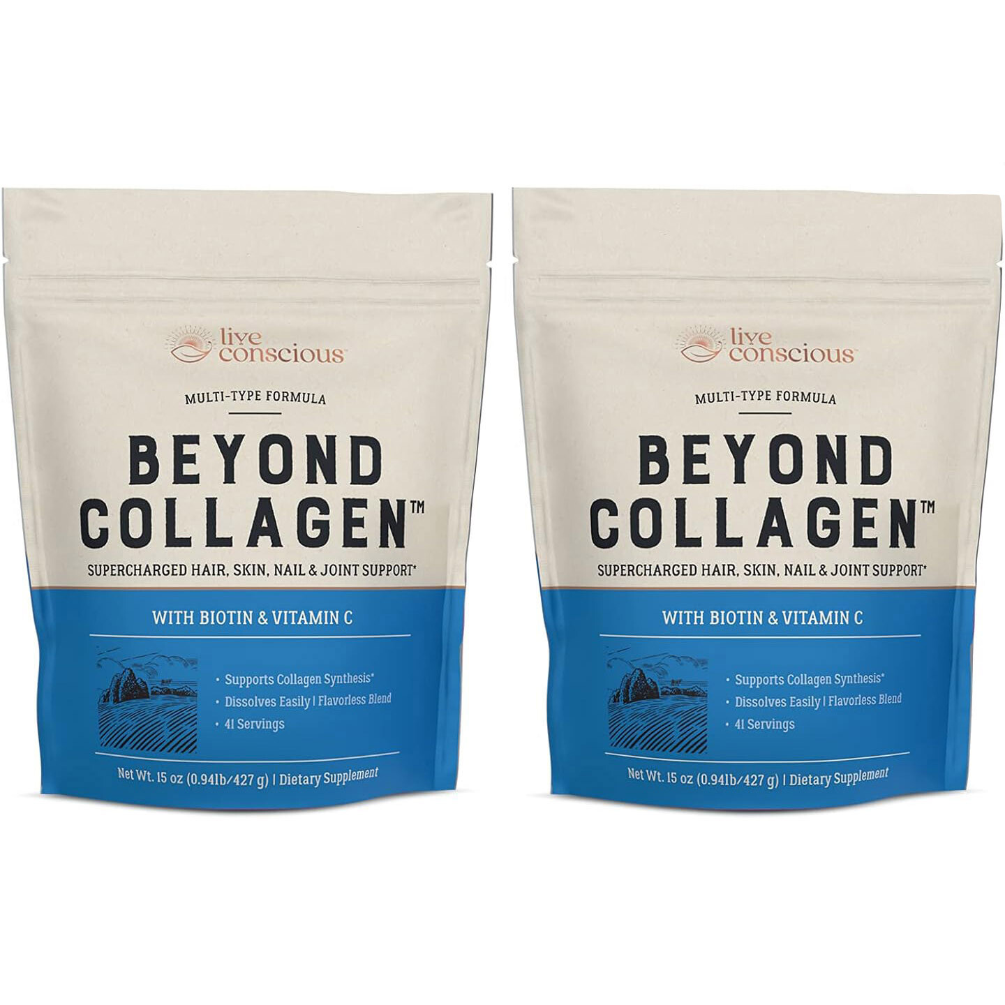 

Коллаген Live Conscious Beyond Multi Collagen Powder With Biotin & Vitamin C, 2 х 427 гр