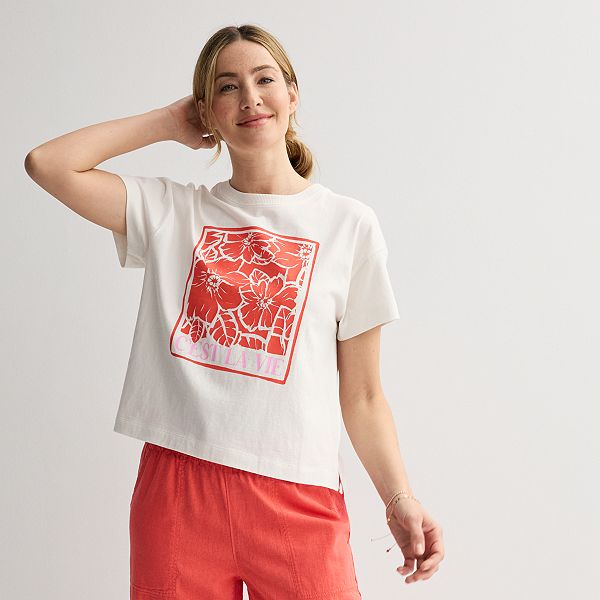 

Женская футболка с принтом Sonoma Goods For Life, Red Floral Graphic, Красный, Женская футболка с принтом Sonoma Goods For Life, Red Floral Graphic