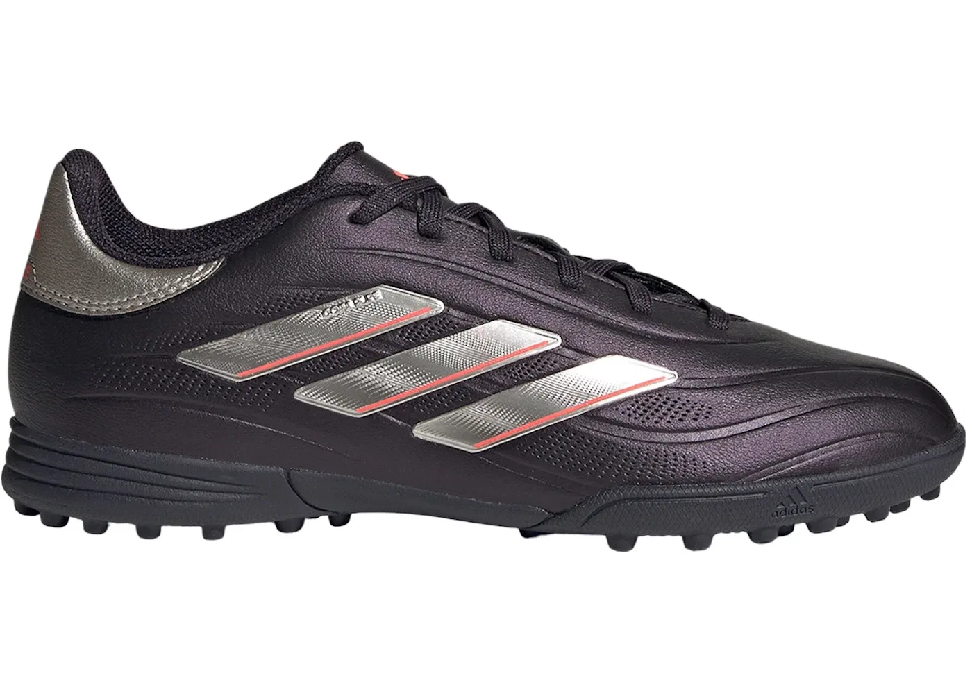 Детские бутсы Copa Pure 2 League Turf Adidas, Aurora Black Platinum Metallic Turbo