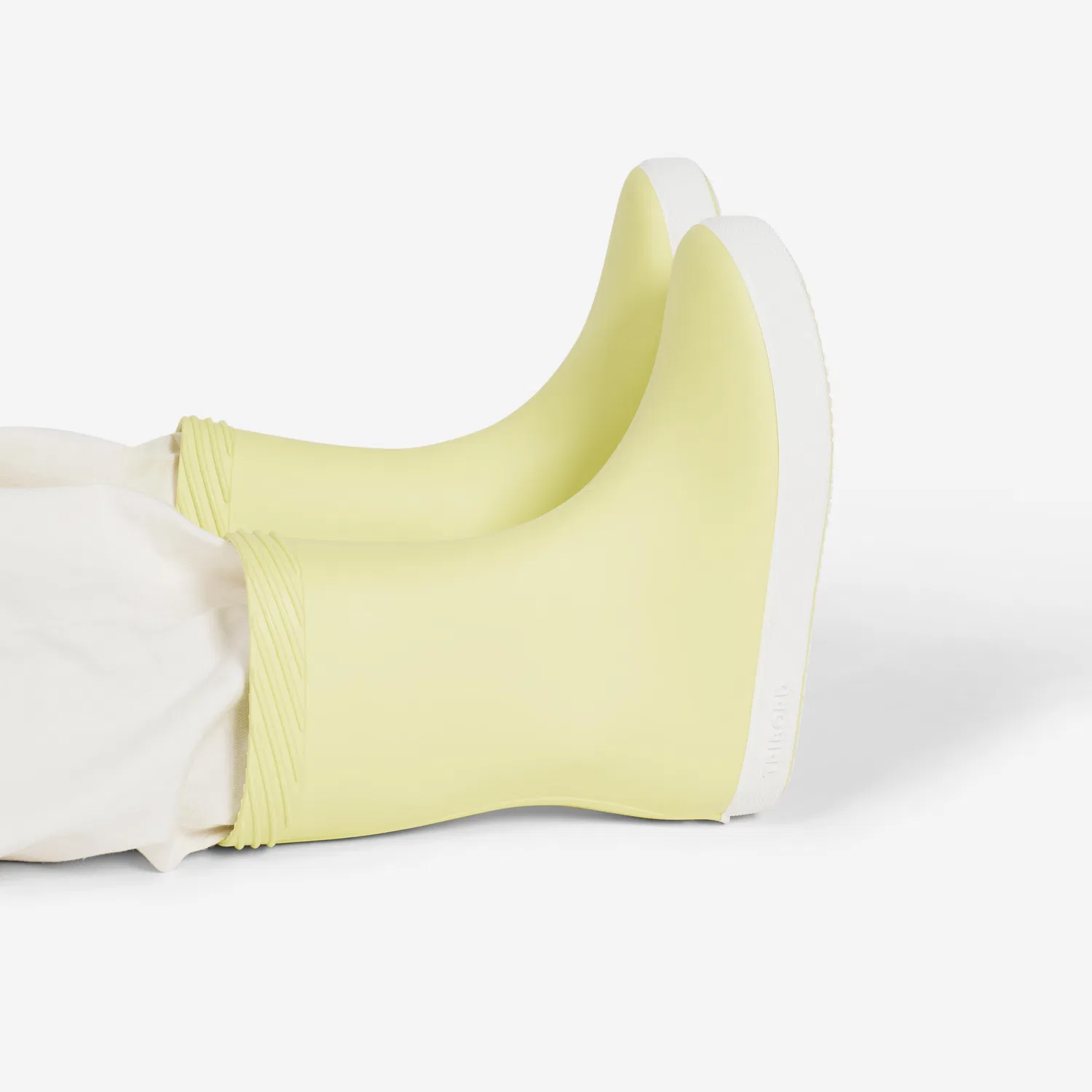Детские водонепроницаемые сапоги Regenstiefel Kinder Decathlon, Pale Lemon Yellow Ultra White — фото 2