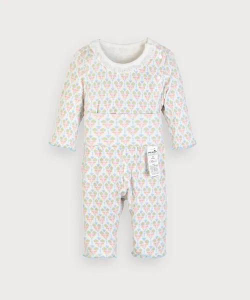 Детский комплект пижамы с цветочным принтом, модель Pastel Flower, moimoln, Light Blue