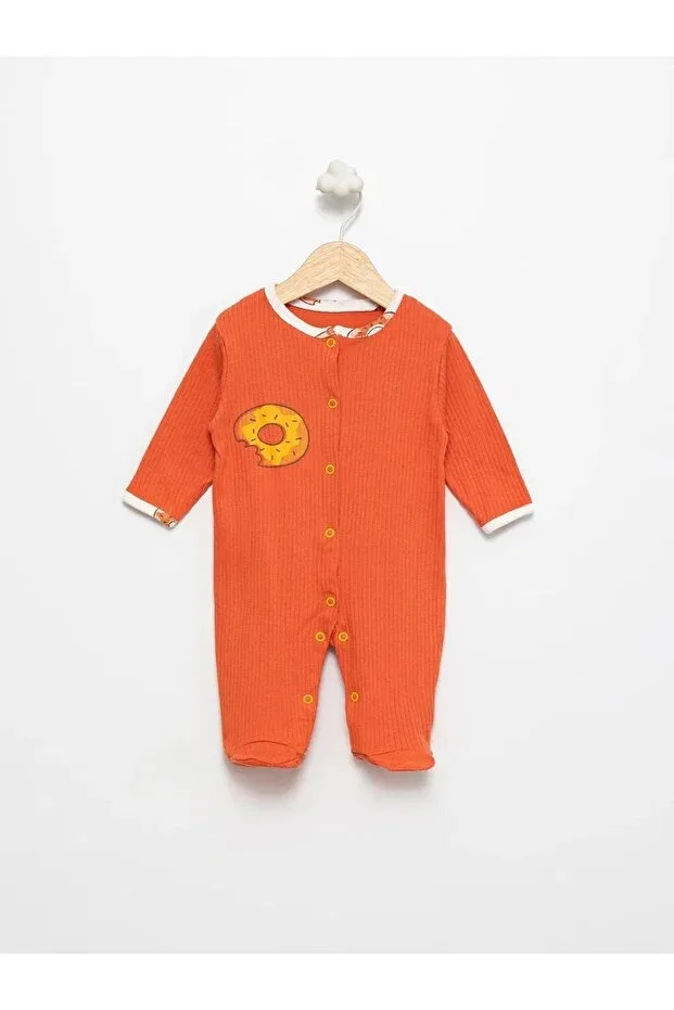 Детский комбинезон для девочек и мальчиков хлопковый с принтом Enia baby girl boy baby outfit cotton snap fastener booties patterned 3-piece seasonal jumpsuit 0-3-6-9 months Defne Lina Baby, Multicolor — фото 4