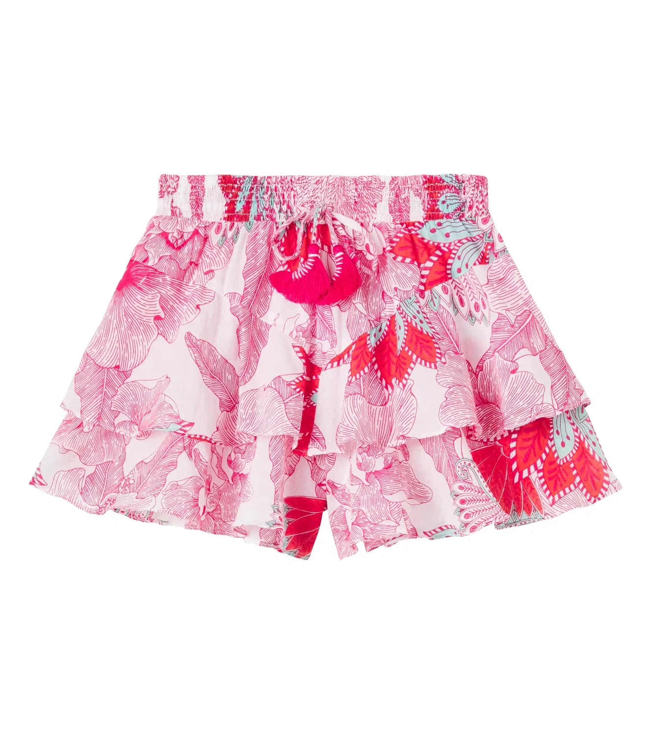 Шорты хлопковые с рюшами Thalia Poupette St Barth Kids, розовый