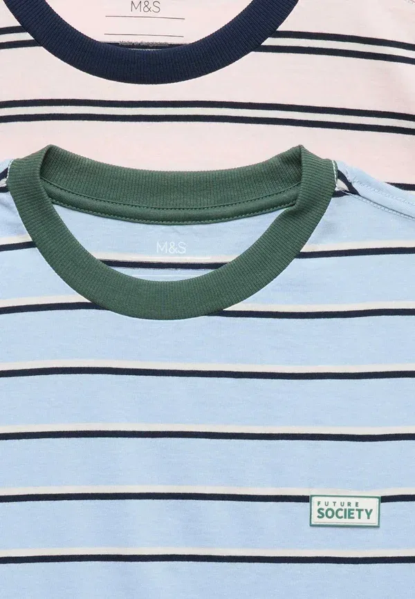 Комплект из 2 футболок с принтом Print T-shirt Marks & Spencer, pink mix, розовый — фото 3