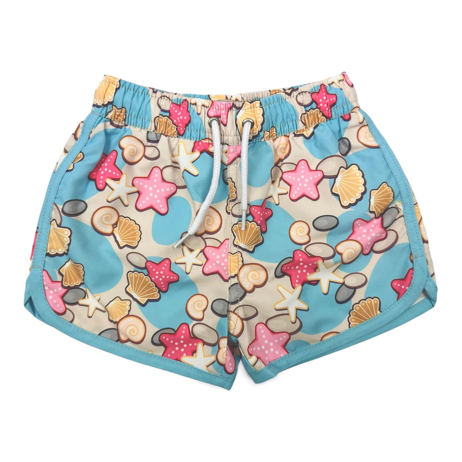Детские плавки для девочек с принтом Sandy Beach Kahuna Kids, Hellblau Beige Hellrosa