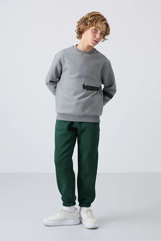 Детские спортивные штаны для мальчиков хлопковые Tommy Life, Black-Pine Green — фото 2