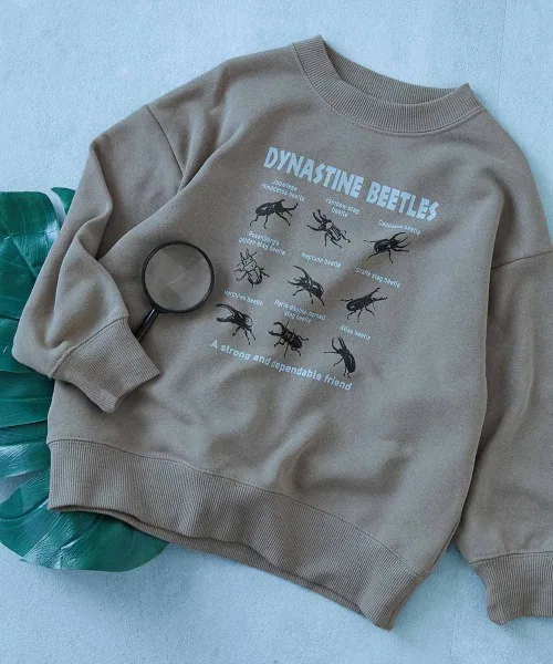 Детский свитшот с длинным рукавоми принтом Big Silhouette devirock, Light Beige