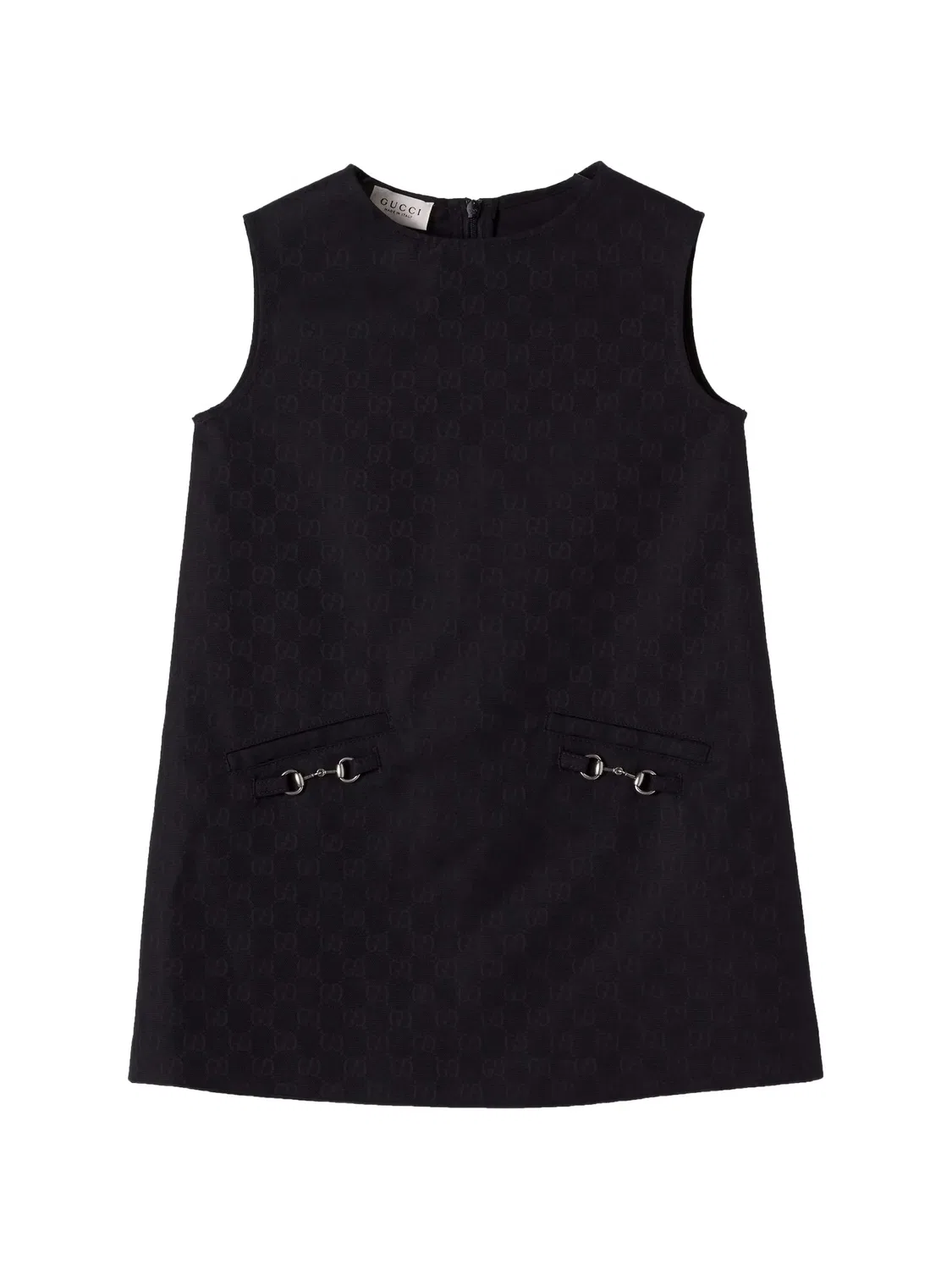 Платье с жаккардовым узором GG и пряжками Horsebit Gucci Kids, черный