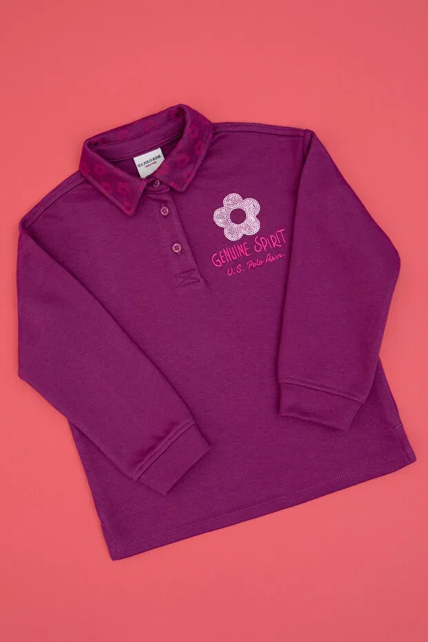 Детское для девочек свитшот с поло-воротником U.S. Polo Assn., Violet — фото 3