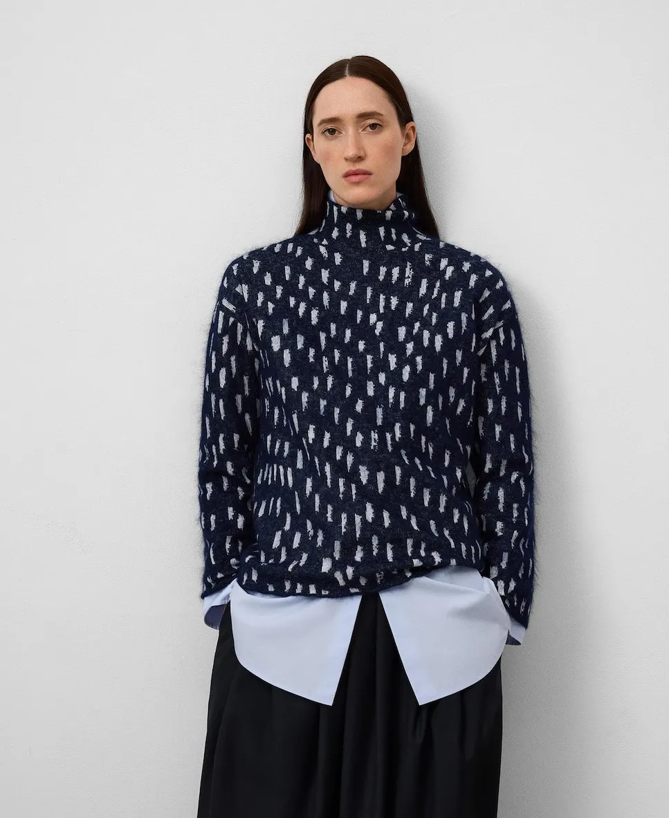 

Женский джемпер с узором в технике жаккарда Adolfo Dominguez, синий/белый