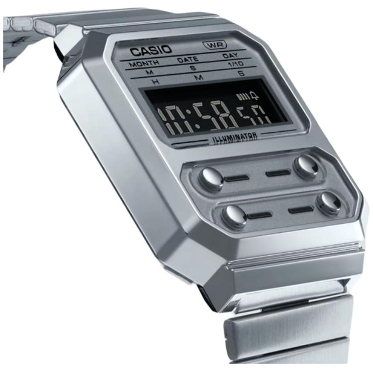 

Унисекс-часы Casio A100WE7BEF серебристые 33 мм